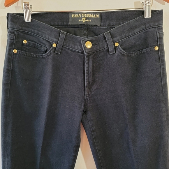 7FAM x EVAN YURMAN ROXANNE Jeans Sz 29 Black Mid Rise Skinny Goth Wimshygoth USA - Picture 3 of 12